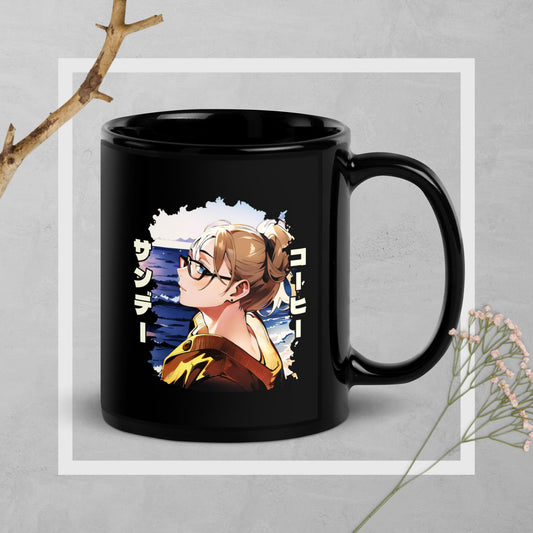 SUNDAY COFFEE (11OZ BLACK GLOSSY MUG) [ANIME-EDIT]